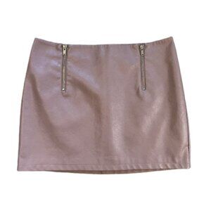 FOREVER 21 Double Zip Miniskirt / Size 2X / Mauve Faux Leather